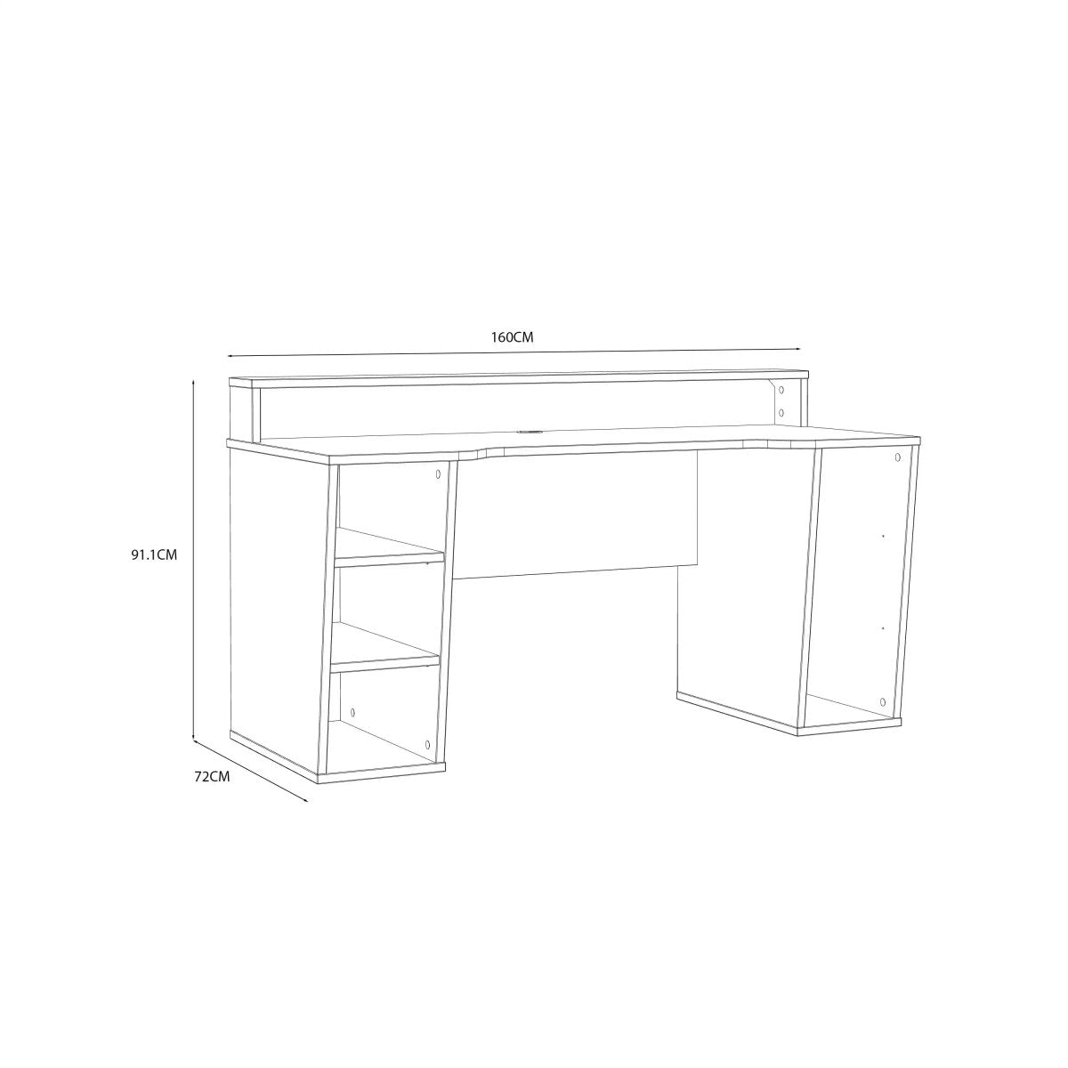 Tezaur Gaming Desk With LED In Black & White - Price Crash Furniture