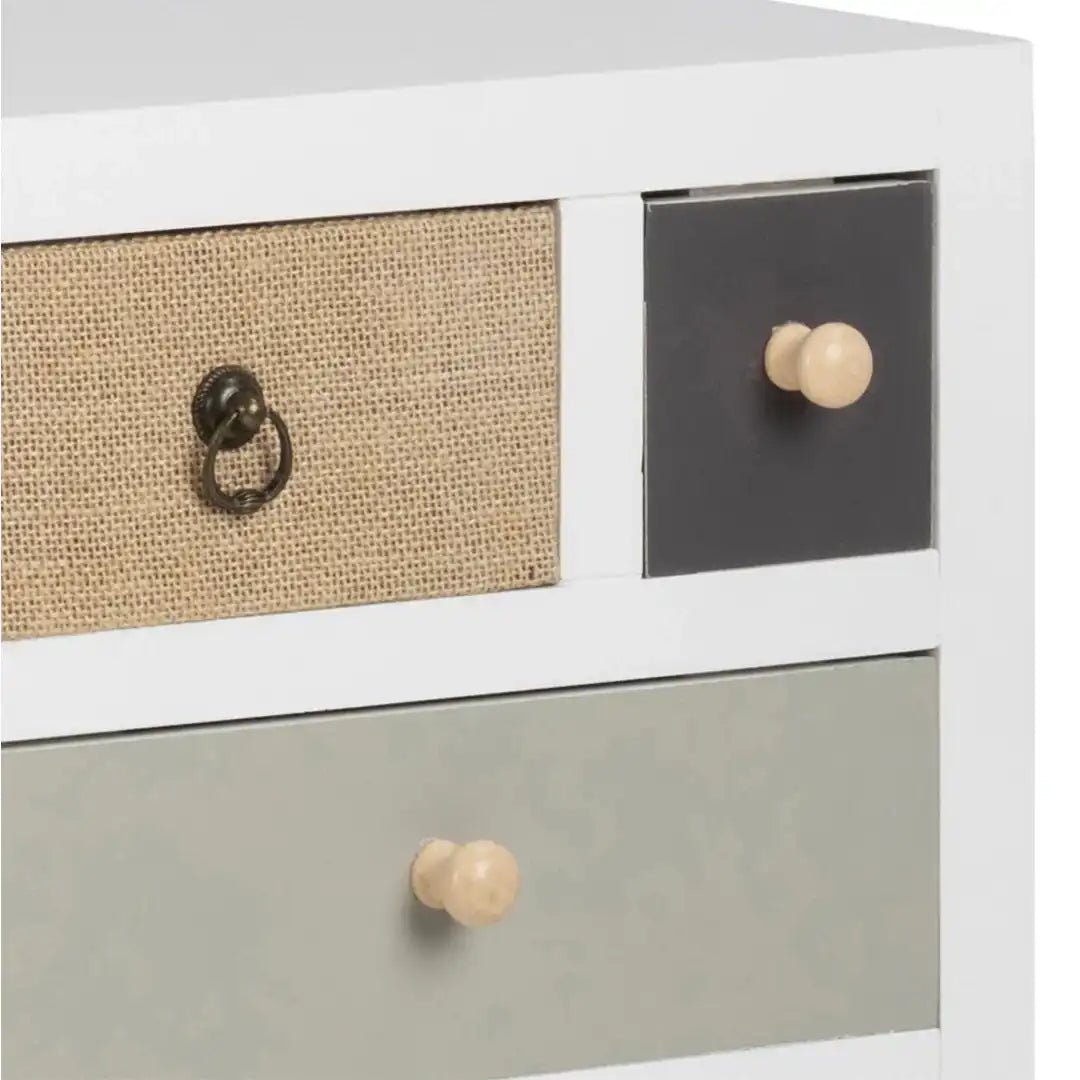 Thais White Shabby Chic Multi Coloured 11 Drawer Chest - Price Crash Furniture