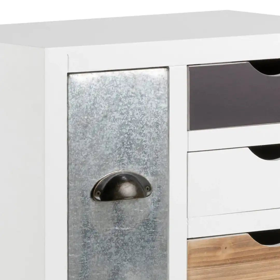Thais White Shabby Chic Multi Coloured 9 Drawer Chest - Price Crash Furniture