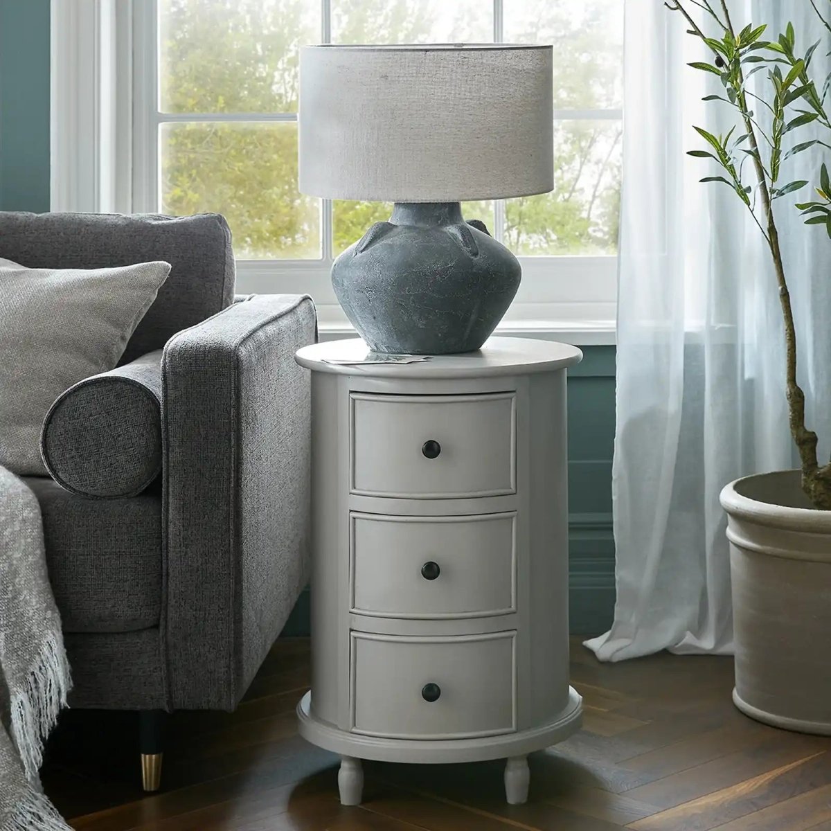 The Camden Collection 3 Drawer Round Side Table - Price Crash Furniture
