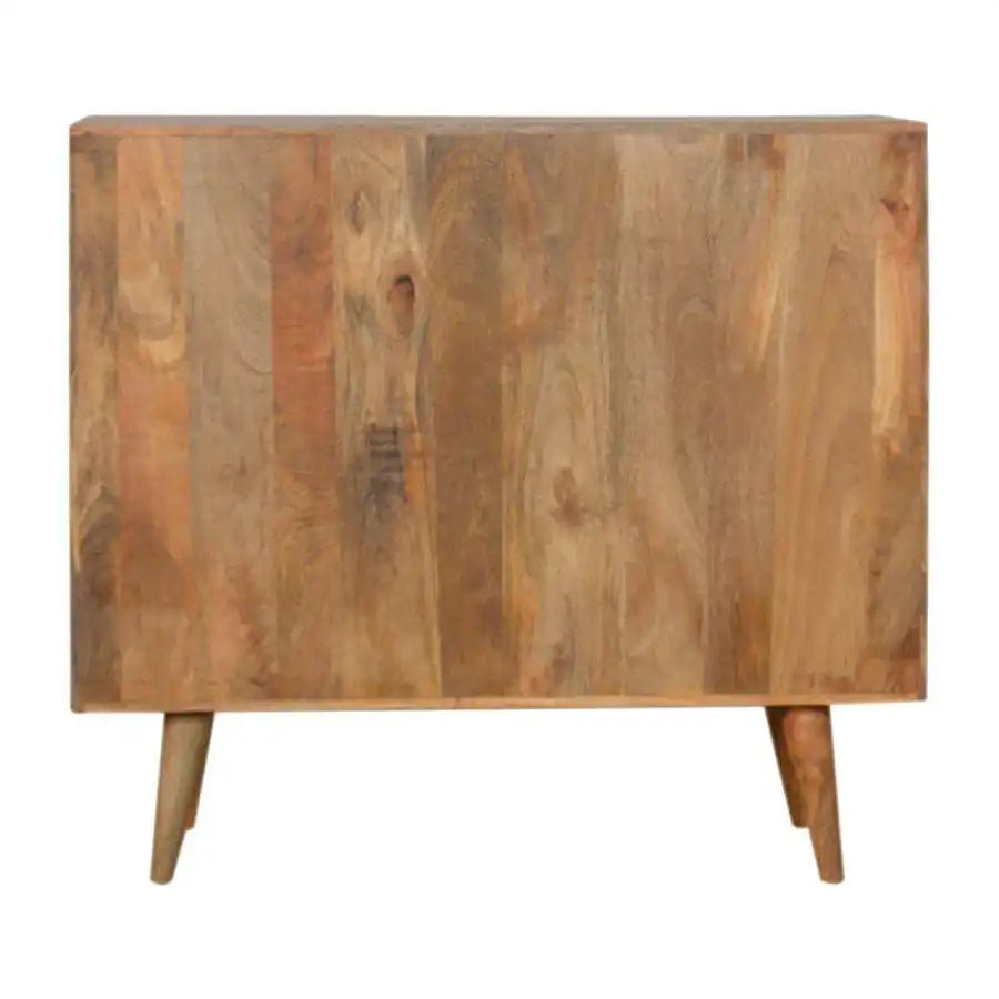 Tile Carved 3 Drawer Chest in Oak - effect Mango Wood - Price Crash Furniture