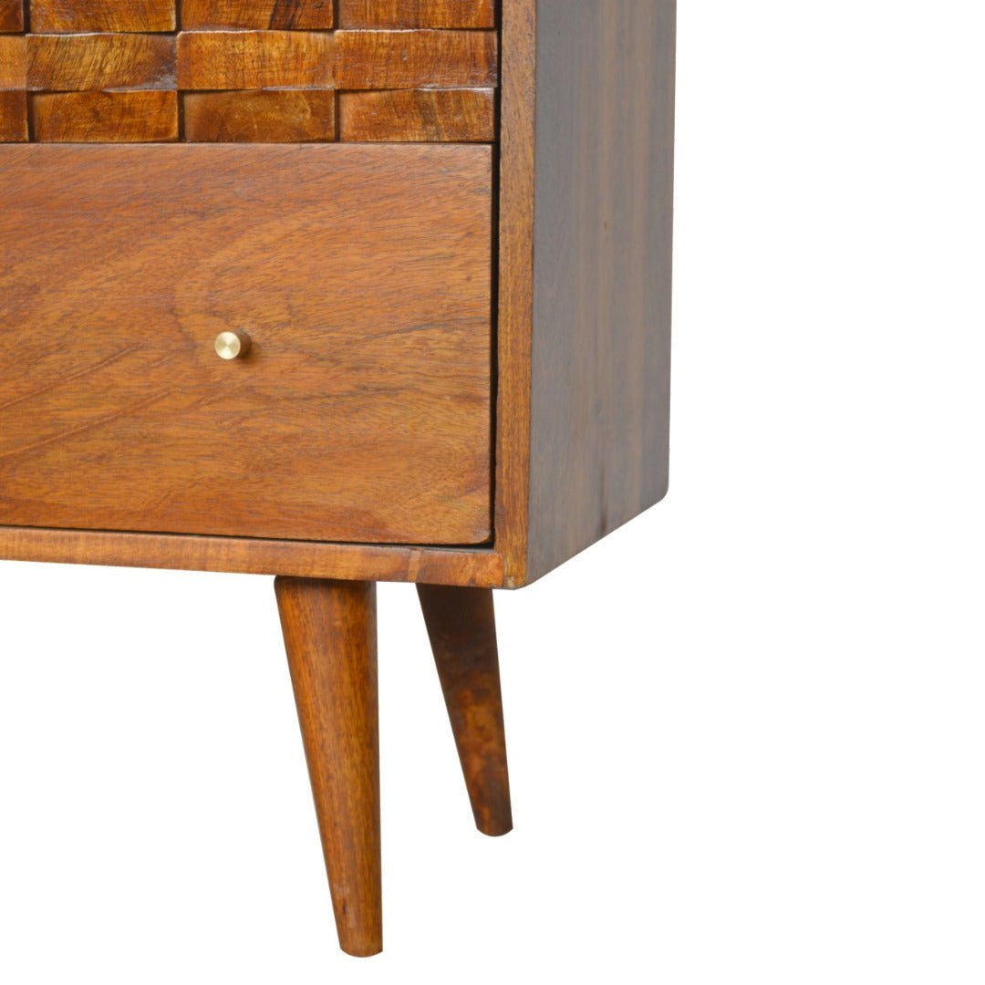 Tile Carved Chestnut Chest - Price Crash Furniture