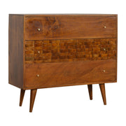 Tile Carved Chestnut Chest - Price Crash Furniture