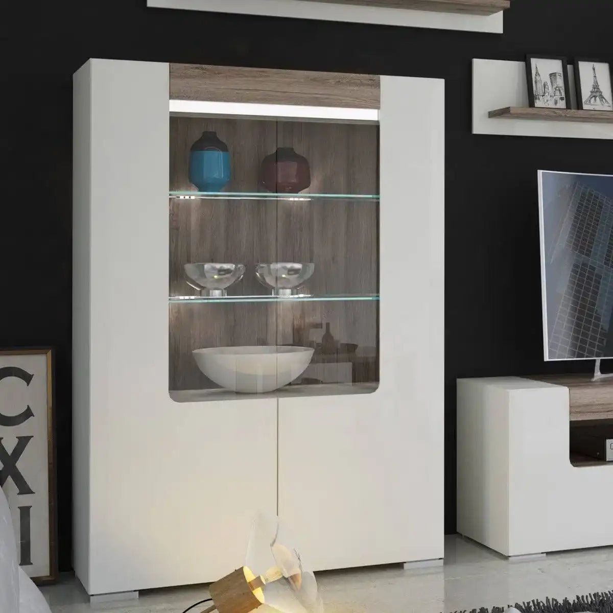 Toronto Low Glazed 2 Door Display Cabinet Internal Shelves