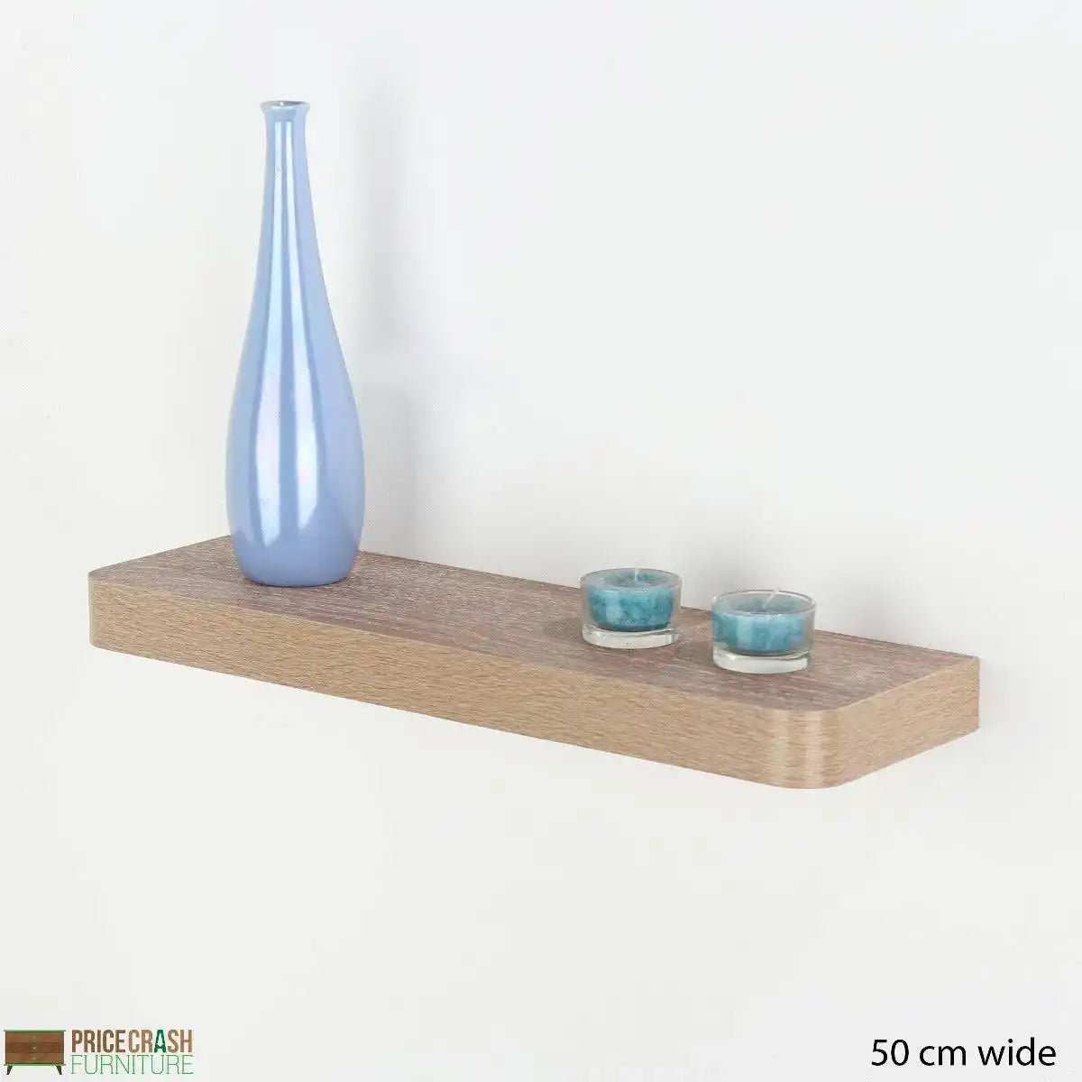 Trent Matt Oak 500x145mm Narrow Floating Shelf Kit by Core - Price Crash Furniture