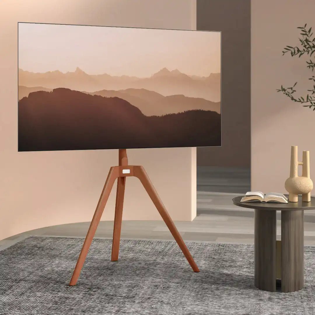 Tripod Floor TV Stand in Light Wood - Price Crash Furniture