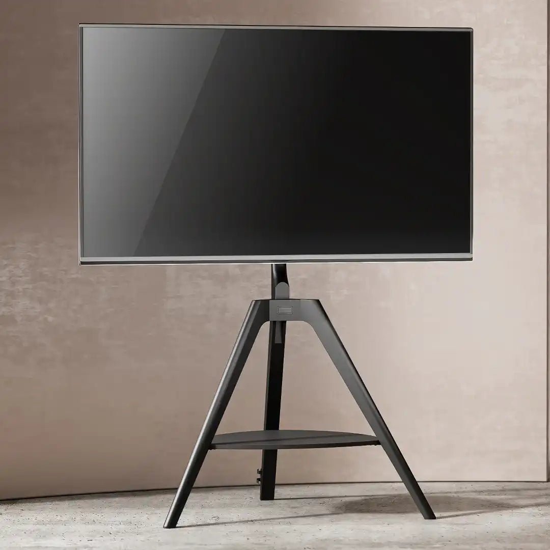 Tripod With Shelf Floor TV Stand in Black - Price Crash Furniture