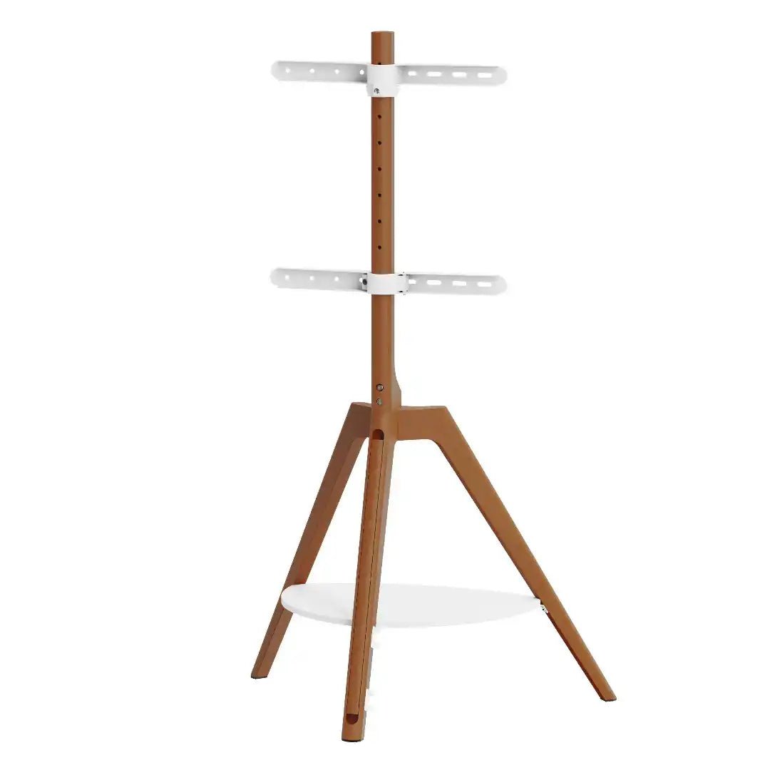 Tripod With Shelf Floor TV Stand in Light Wood - Price Crash Furniture