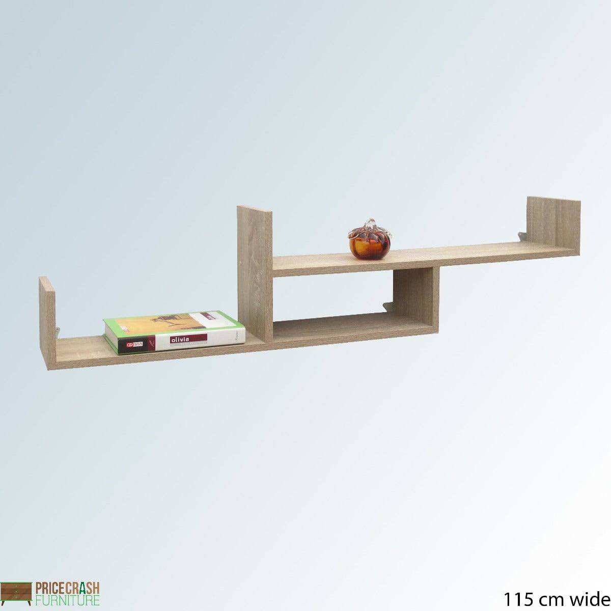 Tweed Floating 2 - Tier Wall Shelf in Oak by Core - Price Crash Furniture