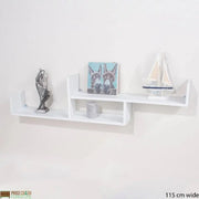 Tweed Floating 2 - Tier Wall Shelf in White Matt by Core - Price Crash Furniture