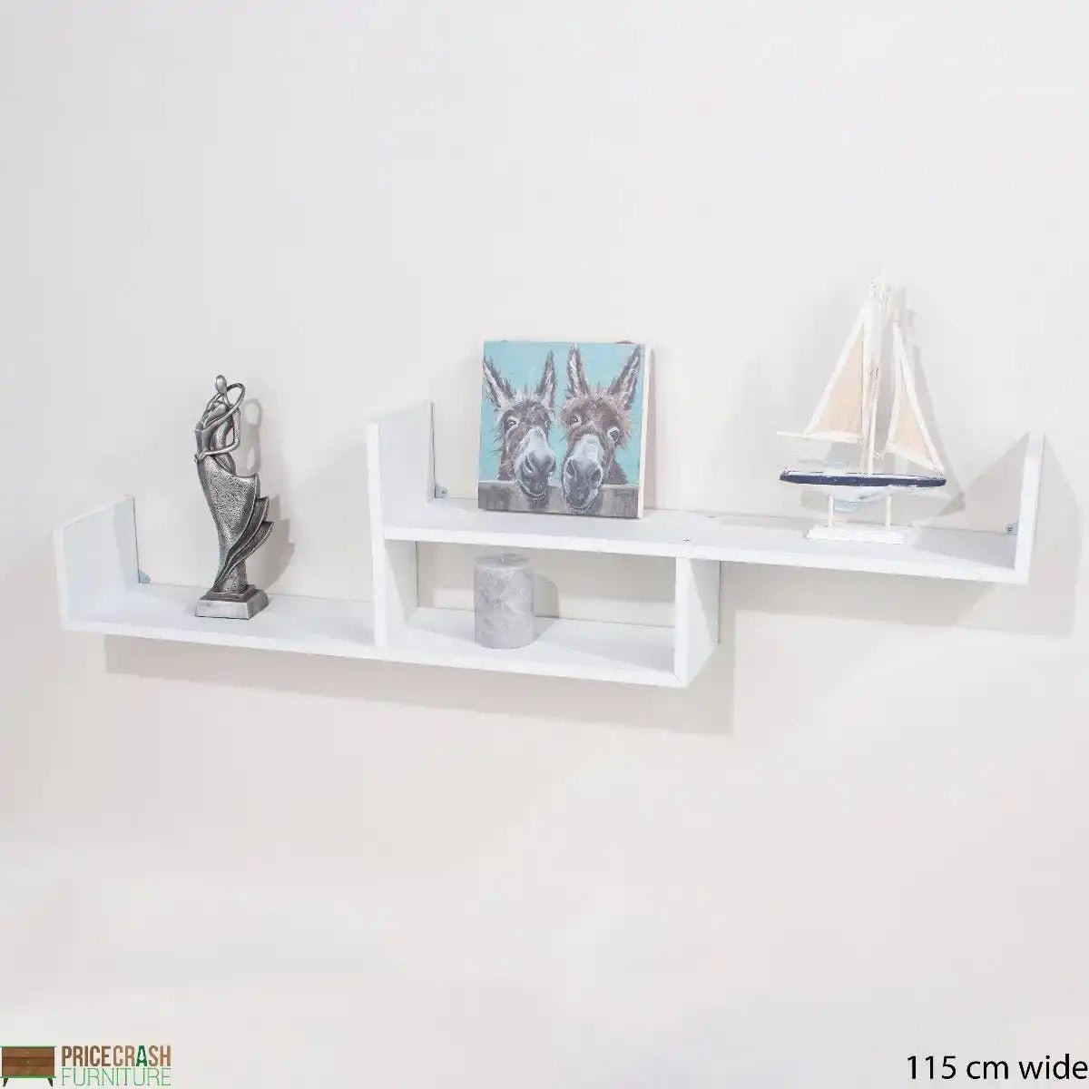 Tweed Floating 2 - Tier Wall Shelf in White Matt by Core - Price Crash Furniture