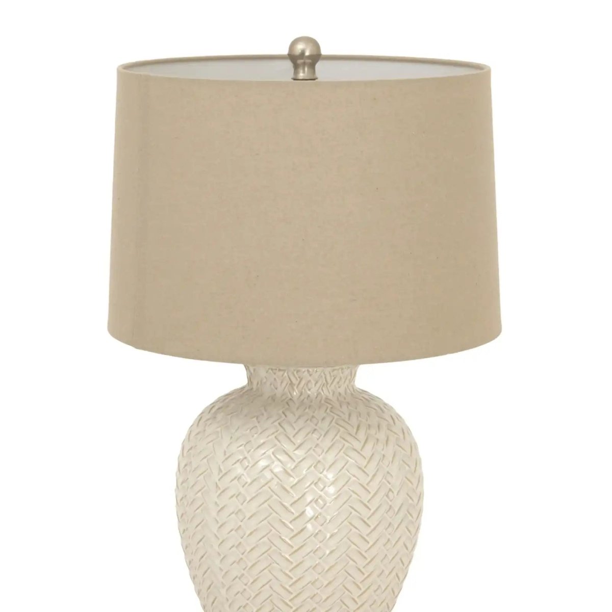 Twill Weave Ceramic Table Lamp With Linen Shade - Price Crash Furniture