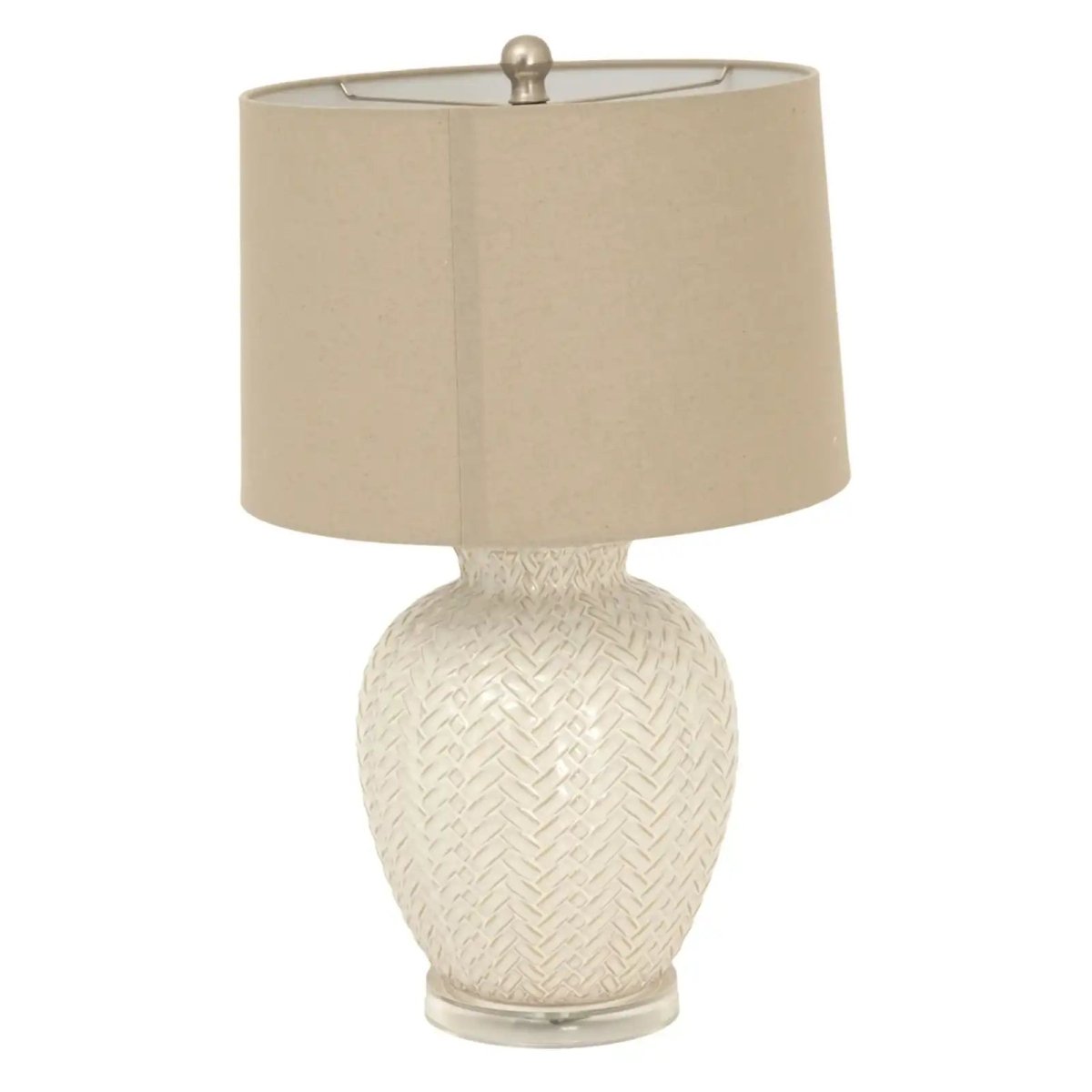 Twill Weave Ceramic Table Lamp With Linen Shade - Price Crash Furniture