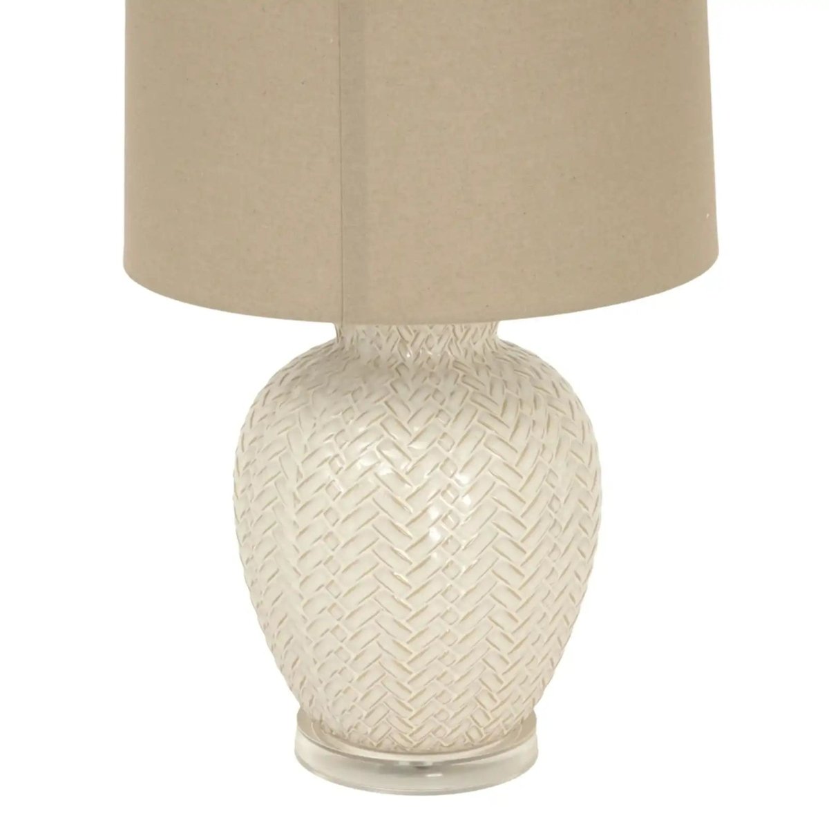 Twill Weave Ceramic Table Lamp With Linen Shade - Price Crash Furniture
