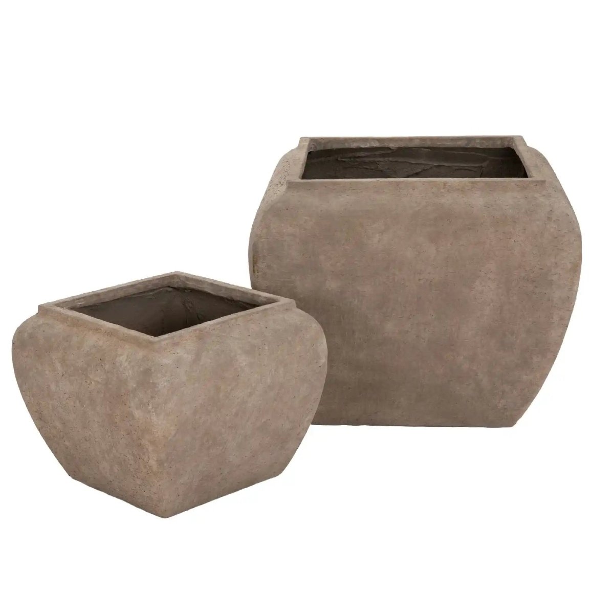 Umber Square Drum Set Of 2 Planters - Price Crash Furniture