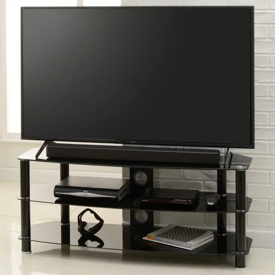 Vantage TV Stand in Black, 1200 mm - Price Crash Furniture