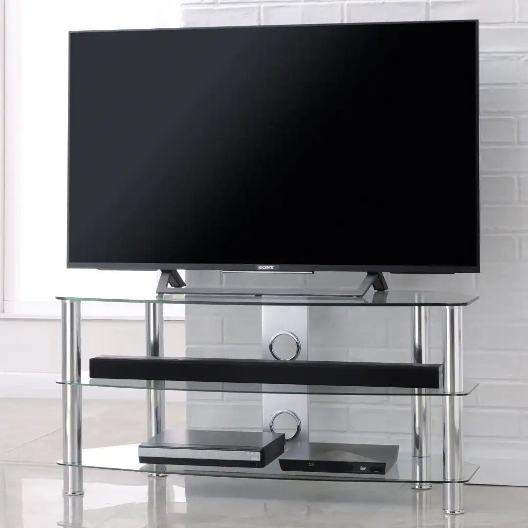 Vantage TV Stand in Chrome, 800 mm - Price Crash Furniture