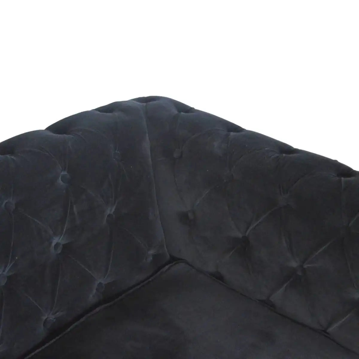 Velvet Chesterfield Sofa in Black - Price Crash Furniture