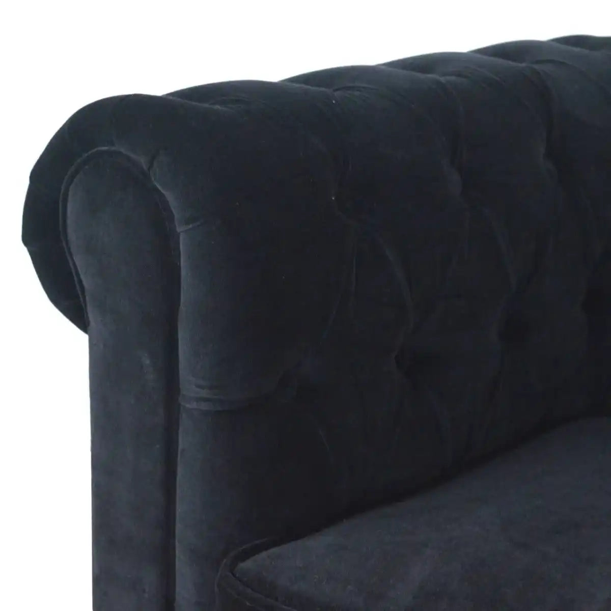 Velvet Chesterfield Sofa in Black - Price Crash Furniture
