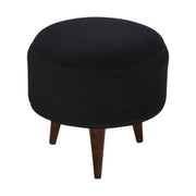 Velvet Nordic Style Footstool in Black - Price Crash Furniture