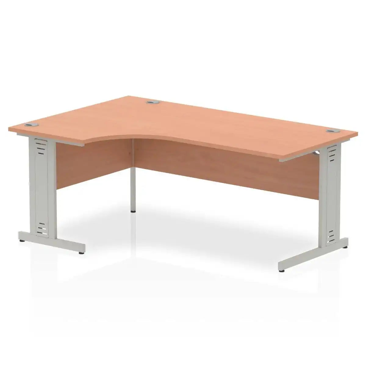 Impulse Crescent Desk with Beech Top and Silver Cable Managed Leg - Price Crash Furniture