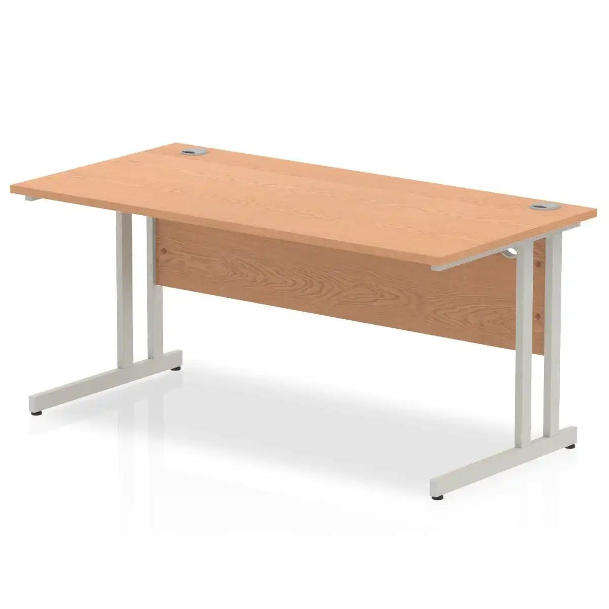 Impulse Straight Desk Oak Top Silver Cantilever Leg - Price Crash Furniture