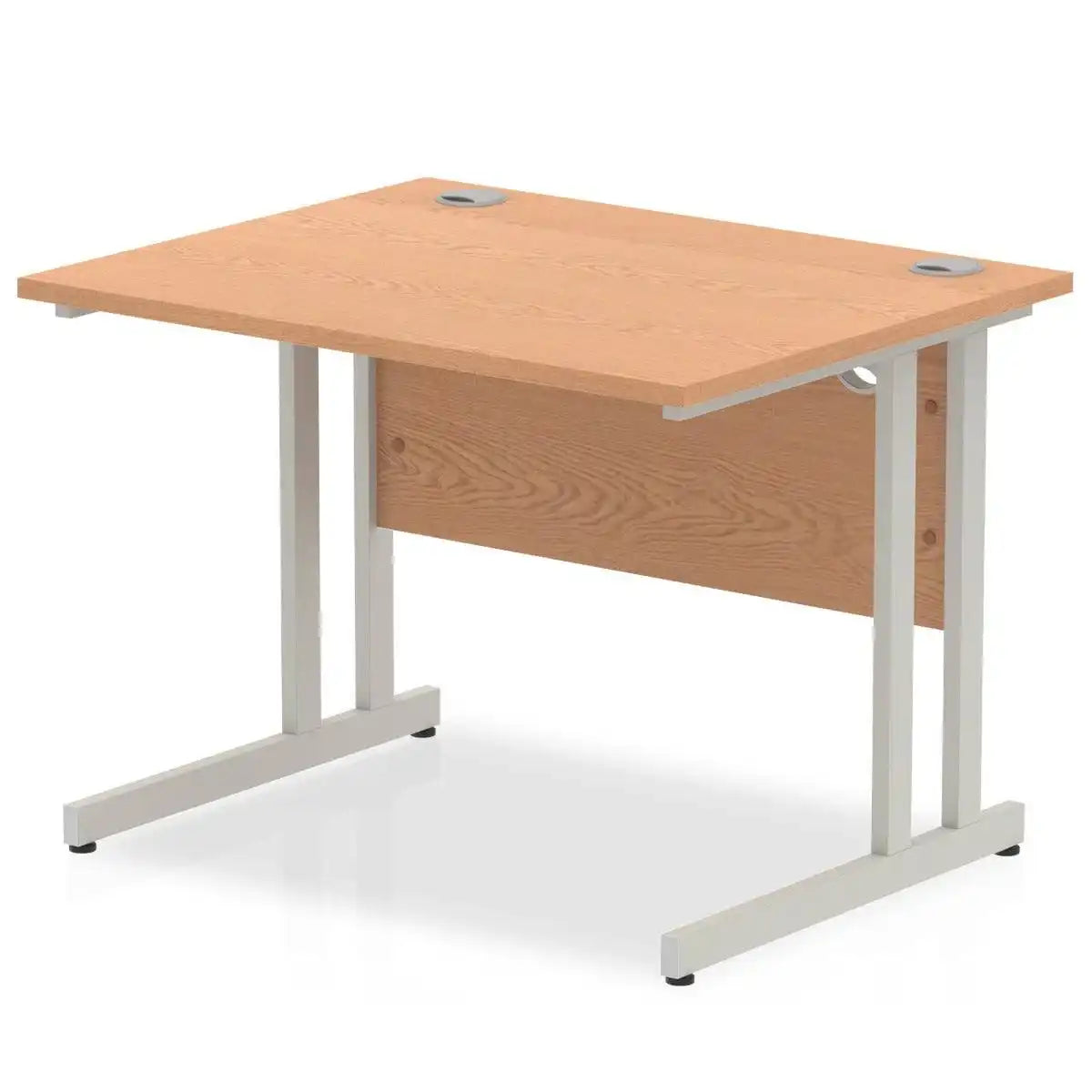 Impulse Straight Desk Oak Top Silver Cantilever Leg - Price Crash Furniture