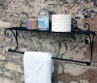 Black Scroll Towel Rail And Shelf - Price Crash Furniture