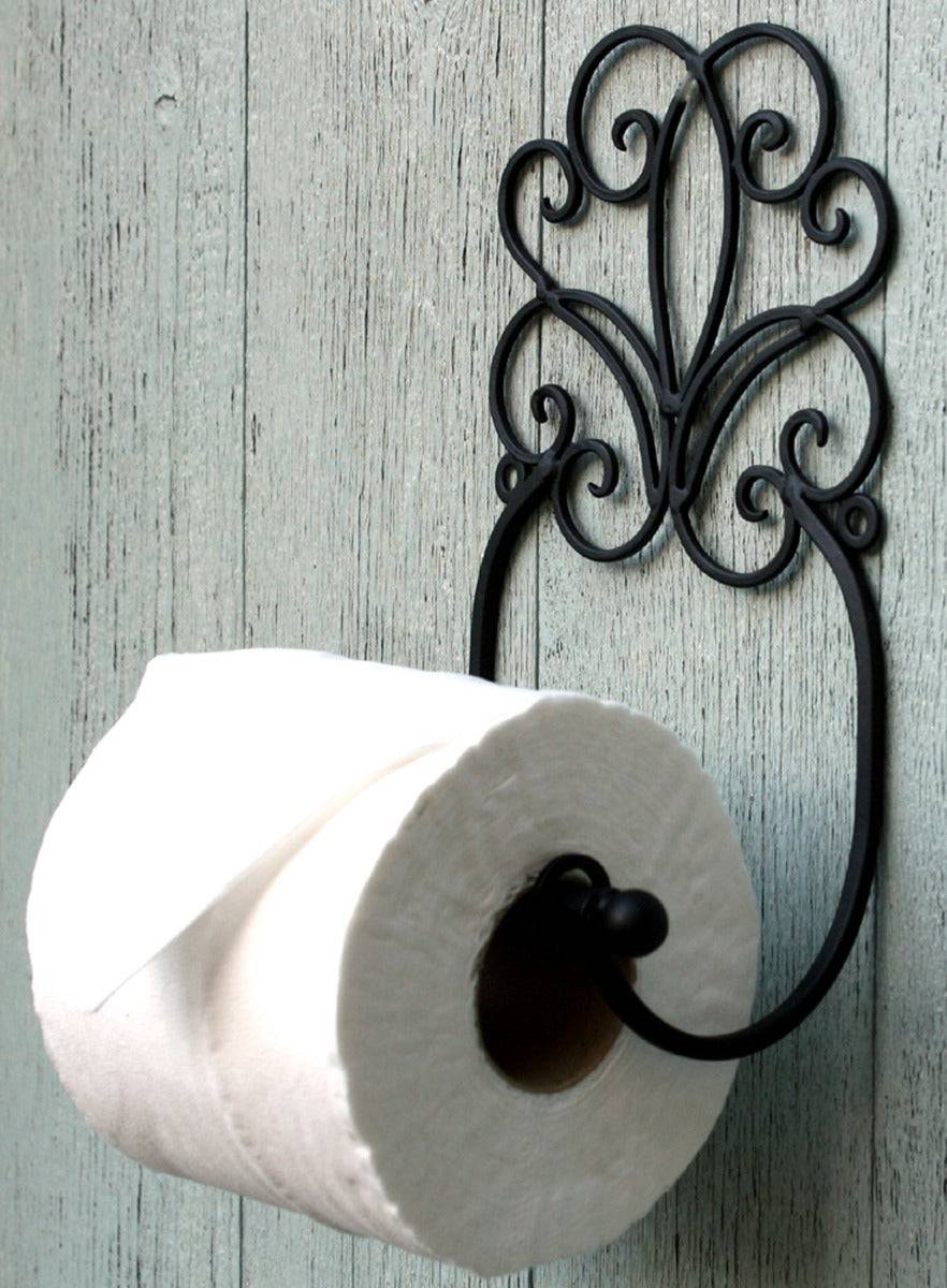 Black Scroll Wall Mounted Toilet Roll Holder - Price Crash Furniture