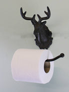Cast Iron Rustic Toilet Roll Holder, Stag Head Design - Price Crash Furniture