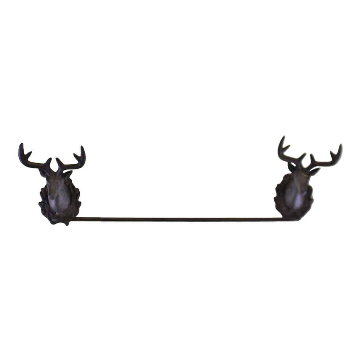 Cast Iron Rustic Towel Rail, Stag Head Design - Price Crash Furniture