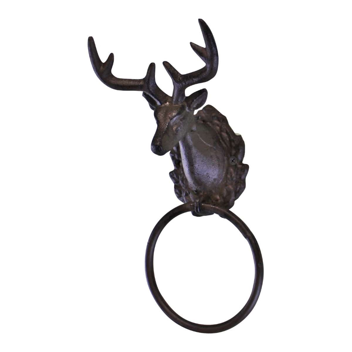 Cast Iron Rustic Towel Ring, Stag Head Design - Price Crash Furniture