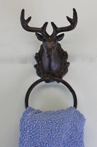 Cast Iron Rustic Towel Ring, Stag Head Design - Price Crash Furniture