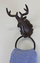 Cast Iron Rustic Towel Ring, Stag Head Design - Price Crash Furniture