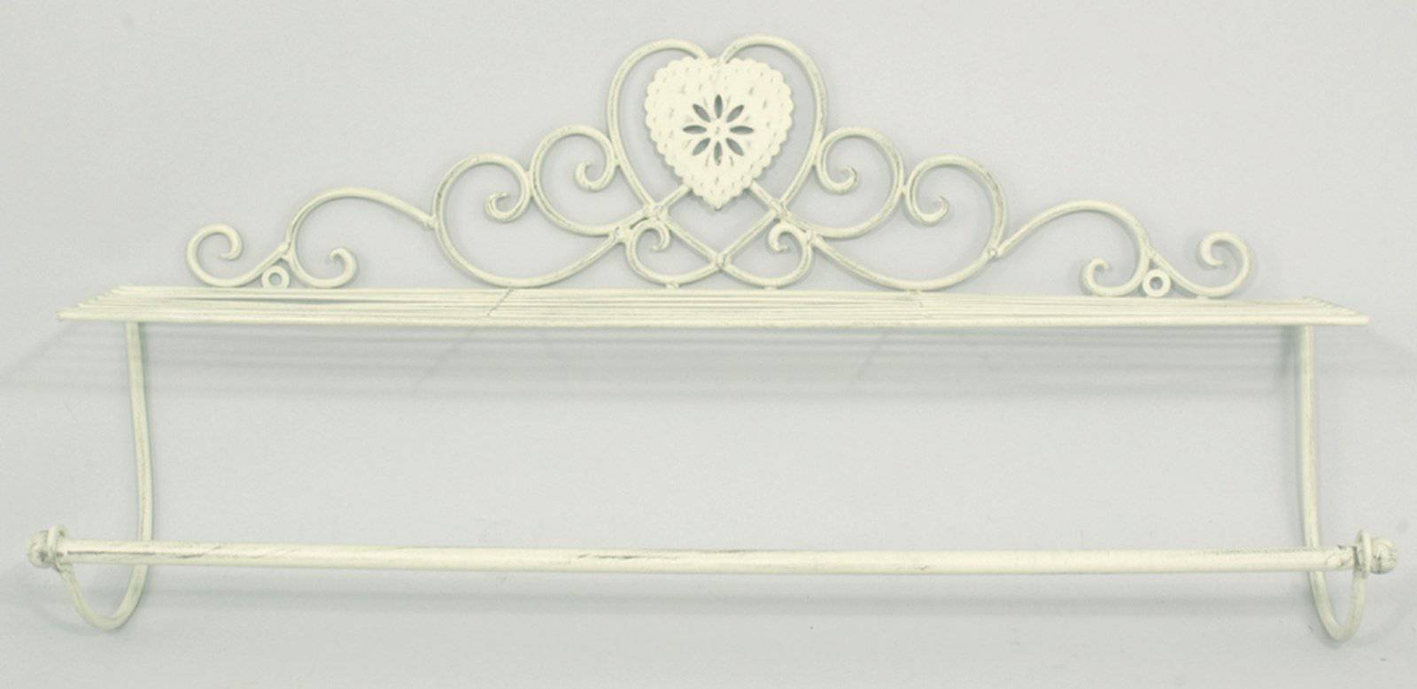 Cream Heart Wall Shelf With Towel Rail - Price Crash Furniture