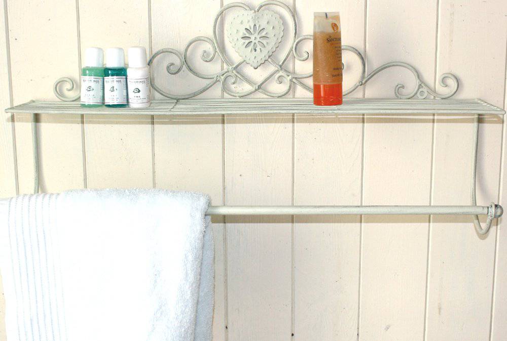 Cream Heart Wall Shelf With Towel Rail - Price Crash Furniture