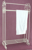 Cream Scroll Free Standing Towel Rail - Price Crash Furniture