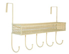 Mesh Over Door Shelf With 5 Hooks Cream - Price Crash Furniture