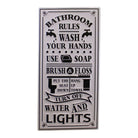 Metal, Wall Hanging Bathroom Rules Plaque, 60x30cm - Price Crash Furniture