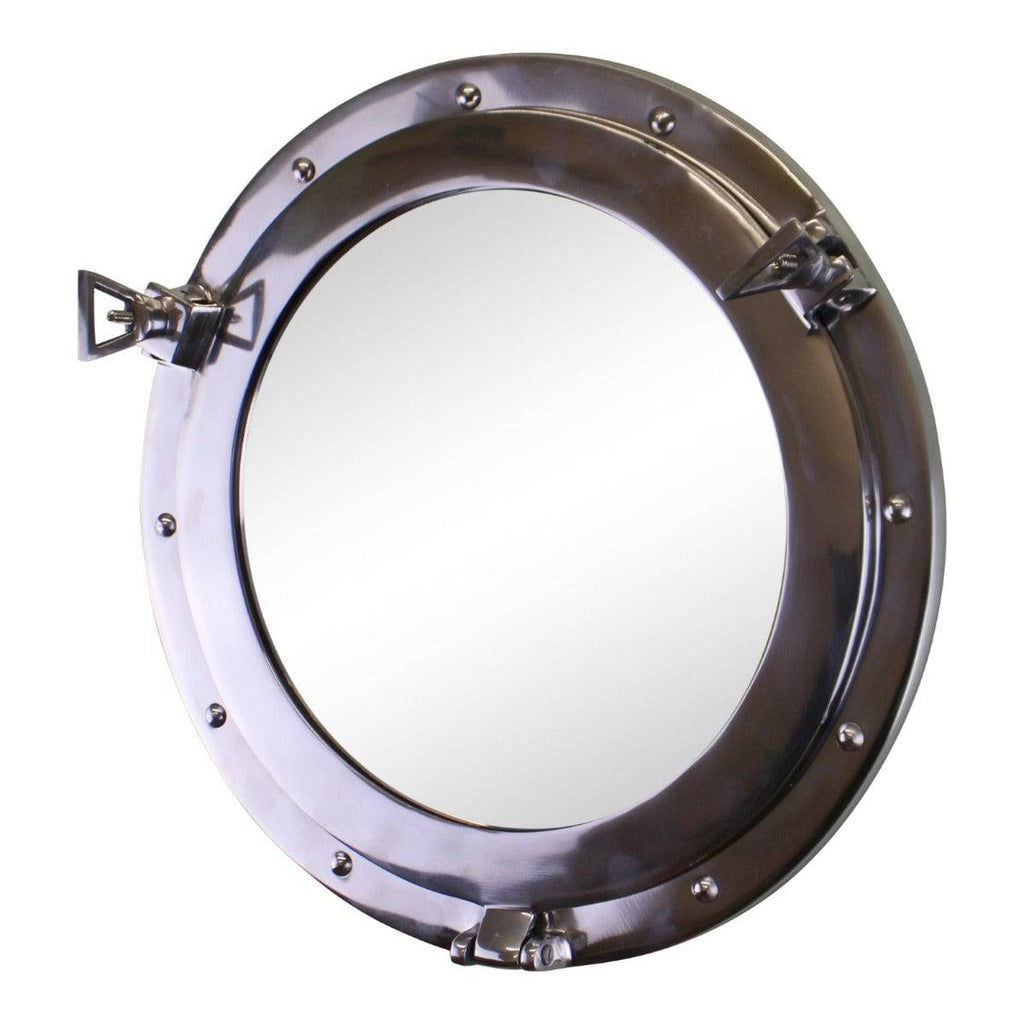 Silver Metal Port Hole Mirror, 40cm - Price Crash Furniture
