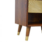 1 Drawer Chestnut Bedside With Gold Sunrise Pattern Drawer Front - Price Crash Furniture