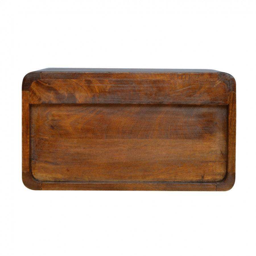 1 Drawer Curved Wall Mounted Chestnut Bedside - Price Crash Furniture