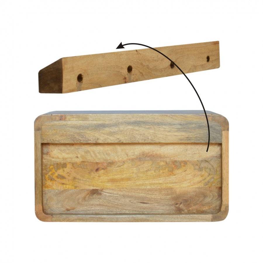1 Drawer Curved Wall Mounted Oak-Ish Bedside - Price Crash Furniture