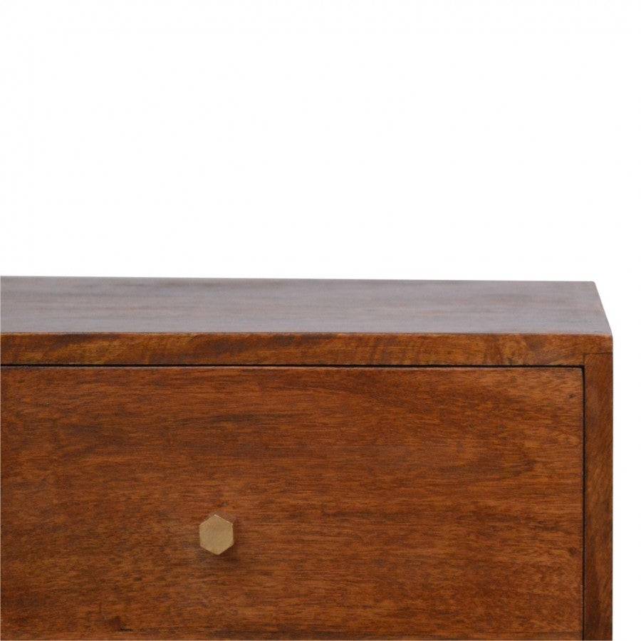 2 Drawer Chestnut Bedside With Gold Inlay Drawer Front - Price Crash Furniture