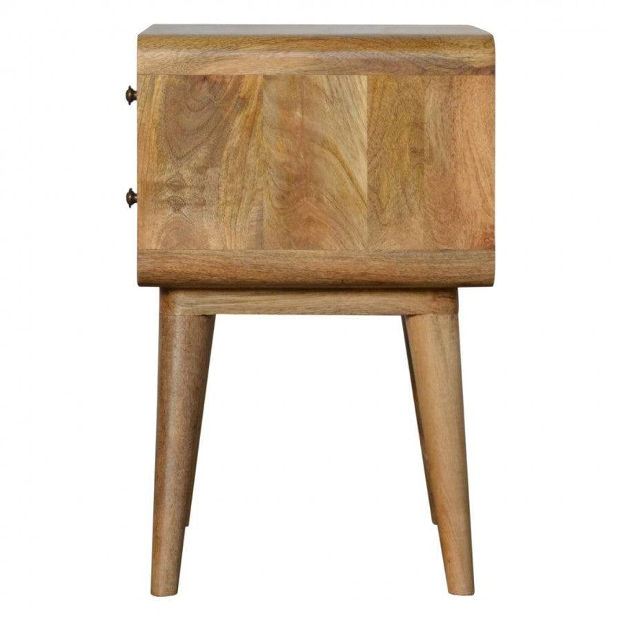 2 Drawer Curved Oak-Ish Bedside - Price Crash Furniture