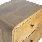 2 Drawer Curved Wall Mounted Oak-Ish Bedside - Price Crash Furniture