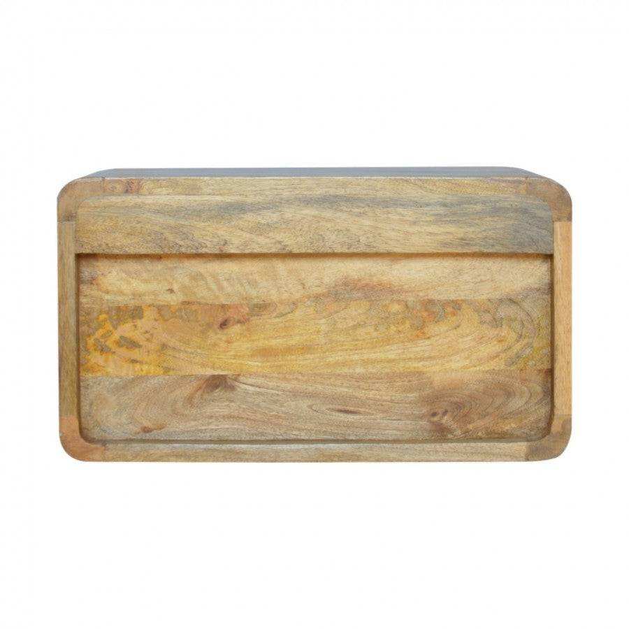 2 Drawer Curved Wall Mounted Oak-Ish Bedside - Price Crash Furniture