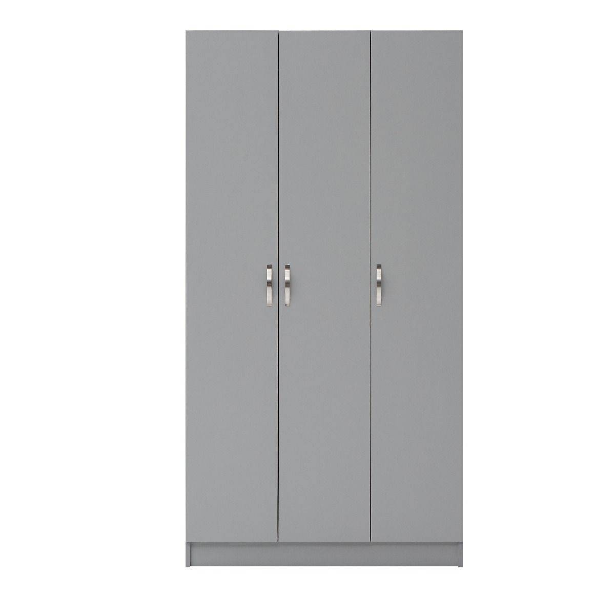 3 DOOR DOUBLE WARDROBE GREY  Essentials collection - Price Crash Furniture