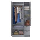 3 DOOR DOUBLE WARDROBE IN WHITE Essentials - Price Crash Furniture