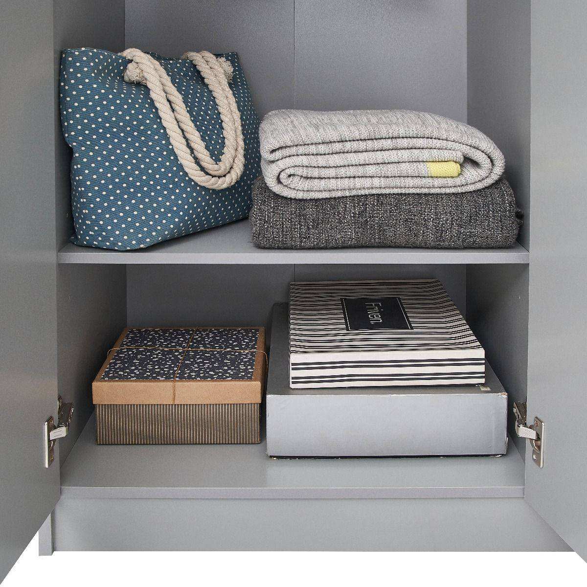 ESSENTIALS 3 DOOR DOUBLE WARDROBE IN GREY - Price Crash Furniture